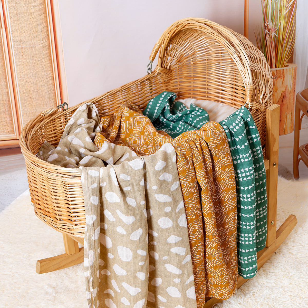Pure Cotton 3-piece Combination Newborn Baby Wraparound Cloth Baby's Blanket