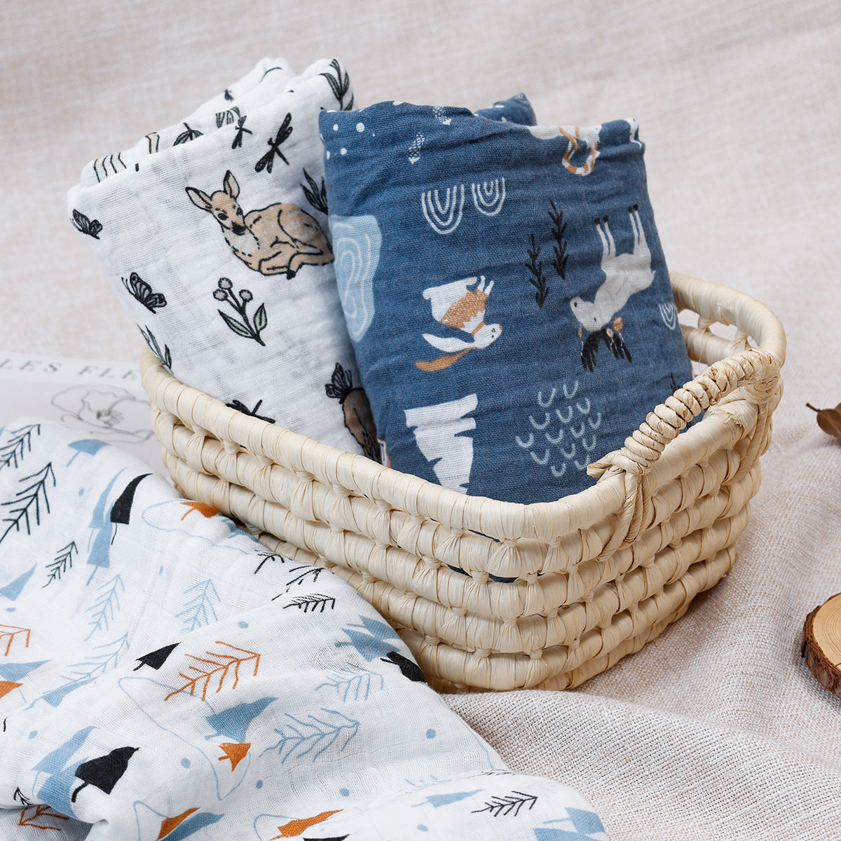 Pure Cotton 3-piece Combination Newborn Baby Wraparound Cloth Baby's Blanket